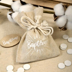 sachets en jute "Baptême"