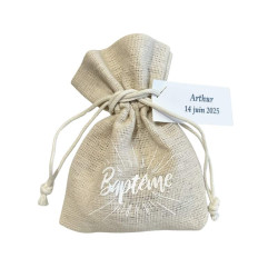 sachets en jute "Baptême"