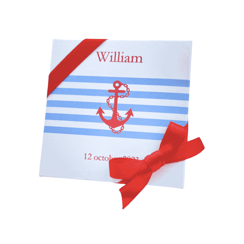 Mini-boîte blanche 40g "motif ancre rouge"