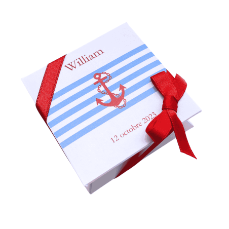 Mini-boîte blanche 40g "motif ancre rouge"