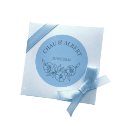 Mini-boîte blanche 40g "motif fleurs bleues"