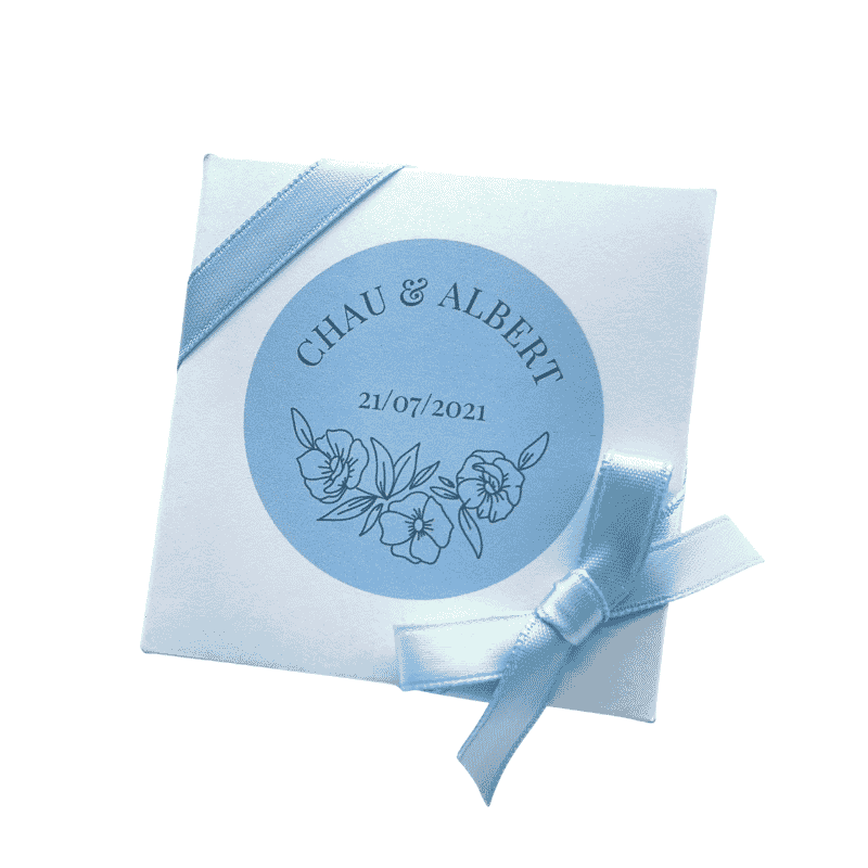 Mini-boîte blanche 40g "motif fleurs bleues"